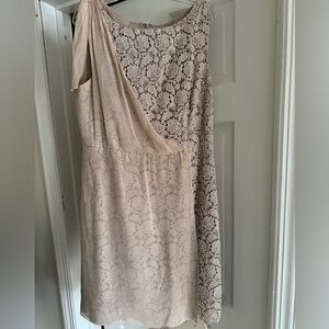 Ann Taylor One Shoulder Lace Dress in Cream
